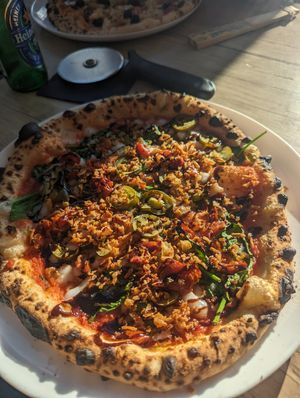 Vegan pizza at WoodFiredShack in Bangor