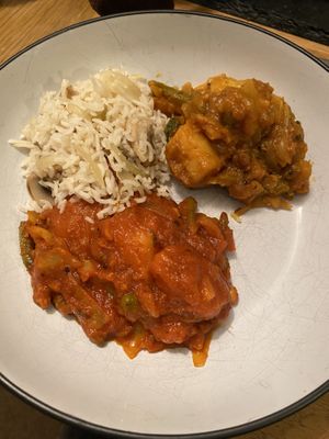 Veg Bhuna, Veg Pathia and Mushroom Rice   at Mughal Massala in Tipton