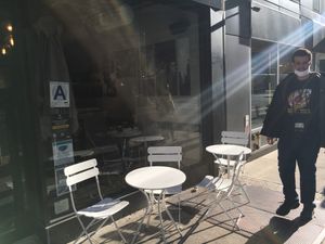 Outdoor seating  at Gregory's Coffee - Park Ave in New York City
