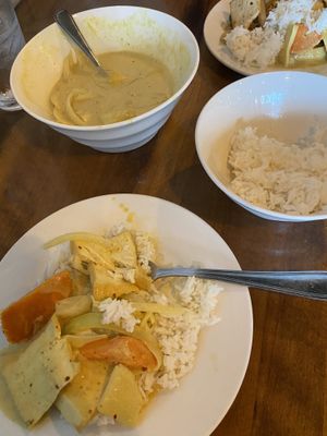Yellow curry with added tofu at Kin Khao Thai Eatery in Crescent City