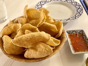 Prawn crackers  at Little Thai  in Jersey