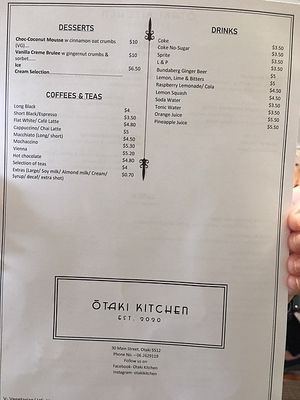current menu 2 - though note it changes regularly at Otaki Kitchen in Otaki