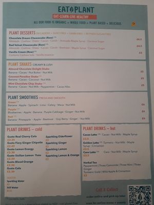 Menu at Eat Plant Cafe in Chelmsford