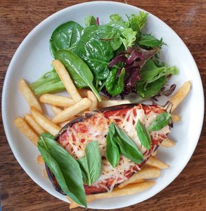 Eggplant Parmy at The Commercial Hotel in Parramatta