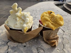 Pineapple, chocolate, wild berries & passionfruit at Il Gelato Dei Masters in Desenzano Del Garda