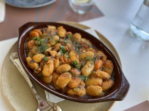 Fava beans and vegetables - Botanical Garden of Crete Restaurant  at Botanical Garden of Crete Restaurant in Crete