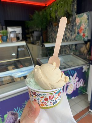  Vegan mint choc chip and salted caramel  at Aloha in Sheringham