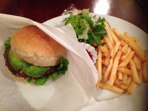 avocado burger set at F. S. N. Bar Chez Philippe in Kyoto