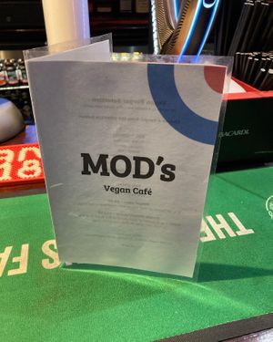 The menu - a great range.  at Mod's Vegan Cafe at the Thirsty Scholar in Manchester