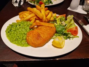 Vegan fiah and chips at Mod's Vegan Cafe at the Thirsty Scholar in Manchester
