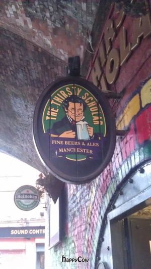 Sign at Mod's Vegan Cafe at the Thirsty Scholar in Manchester