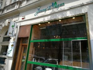 Outside sitting 1 at Jimmy'Z Vegan in Budapest