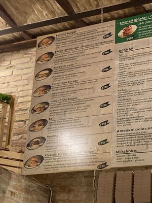 Burgers menu  at Jimmy'Z Vegan in Budapest