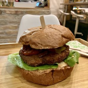 Schnitzel burger  at Jimmy'Z Vegan in Budapest