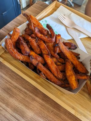 Sweet potato fries. at Jimmy'Z Vegan in Budapest