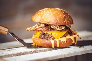 Beyond meat burger at Jimmy'Z Vegan in Budapest