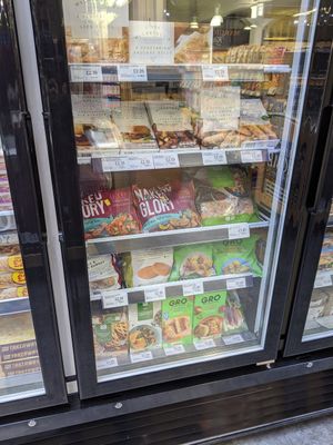 Vegan burgers and sausages (disks and tubes) at Margiotta in Edinburgh