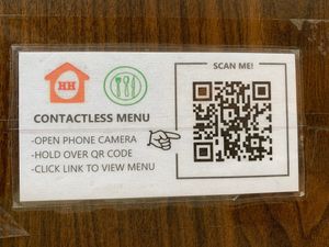 Contactless menu QR code on table at Hen House Eatery in Minneapolis
