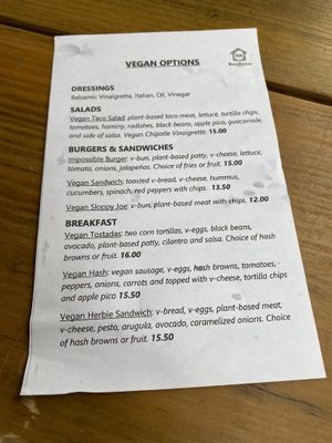 Vegan Menu at Hen House Eatery in Minneapolis