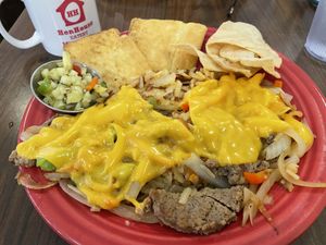 Vegan Hash with coffee  at Hen House Eatery in Minneapolis