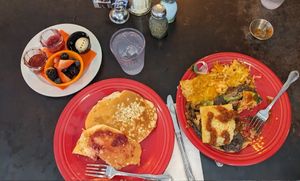 Delicious vegan options! I got the vegan oat cakes! And my friend got the vegan scramble! Both were amazing! We loved the hash browns!! We'll be back to this place! at Hen House Eatery in Minneapolis