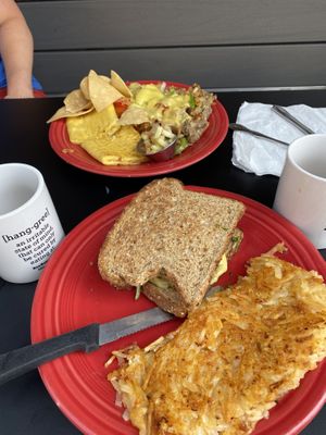 Vegan hash and vegan herbie sandwich  at Hen House Eatery in Minneapolis