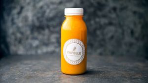 Sunshine Tonic
Our homemade super drink of lemon, ginger, turmeric, chili, honey and coconut water. at Fafelle in Stockholm