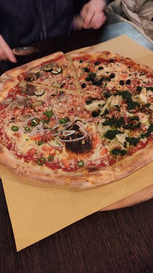 Big pizza, 4 vegan toppings (£26) at Fat Toni's Pizzeria in Stroud