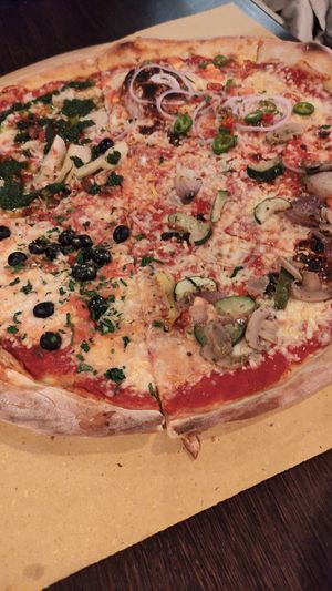 Big pizza, 4 vegan toppings (£26) at Fat Toni's Pizzeria in Stroud