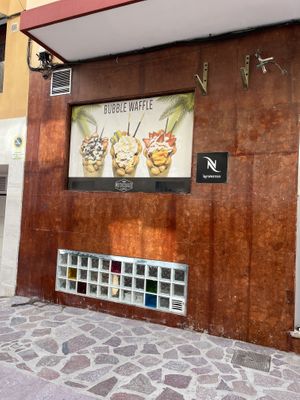 Outside  at Mordisquitos Cafe in Tenerife