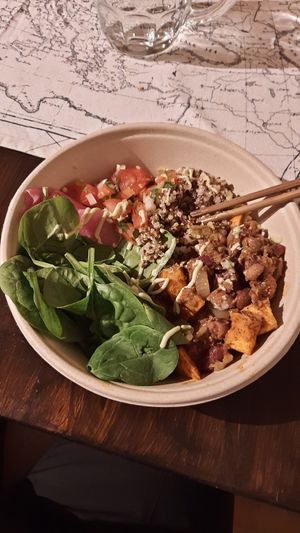 Take away vegan poke bowl (accidently at a bit before photo) at Kafé Plattan in Stockholm