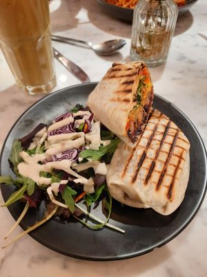 Delicious breakfast burrito! Was part of the regular menu! at Kafé Plattan in Stockholm