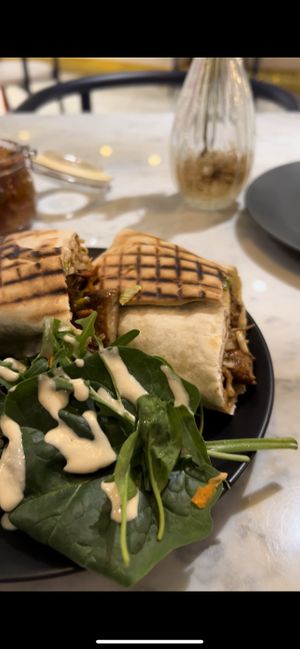 Chikken teriyaki wrap  at Kafé Plattan in Stockholm