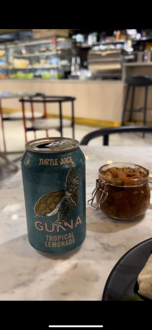 Drink +  kimchi  at Kafé Plattan in Stockholm