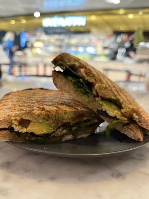 Walnut pesto sandwich on fresh sourdough 🌱  at Kafé Plattan in Stockholm