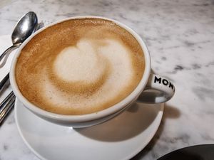 Oatmylk latte at Kafé Plattan in Stockholm