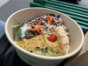 Quiche with quinoa salad   at Kafé Plattan in Stockholm