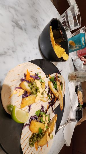 No fish tacos (taste even better than they look!) at Kafé Plattan in Stockholm