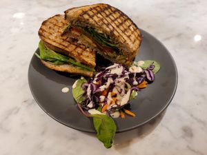 Walnut pesto sandwich at Kafé Plattan in Stockholm