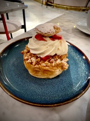 Midsummer semla, the taste was gorgeous!! at Kafé Plattan in Stockholm