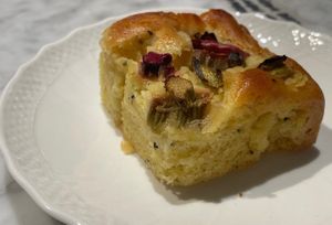 Rhubarb cake  at Kafé Plattan in Stockholm