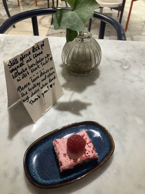 Licorice brownie  at Kafé Plattan in Stockholm