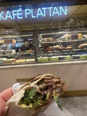 Philly cheese steak wrap   at Kafé Plattan in Stockholm