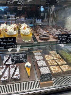 Cakes on display   at Kafé Plattan in Stockholm