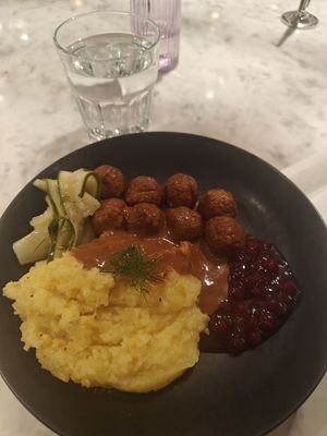 Meatballs with mash. at Kafé Plattan in Stockholm