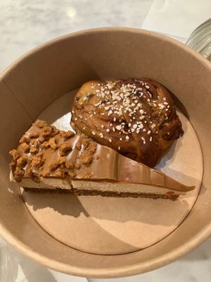 biscoff cheesecake and cinnamon bun - both amazing at Kafé Plattan in Stockholm