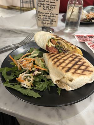 Vegan philly cheese wrap  at Kafé Plattan in Stockholm