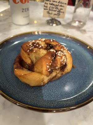 Vegan cinnamon bun  at Kafé Plattan in Stockholm