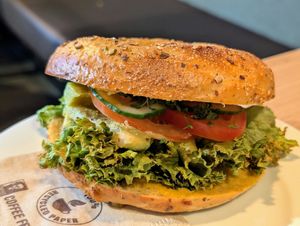 Vegan avocado bagel at Wayne's Coffee in Berlin