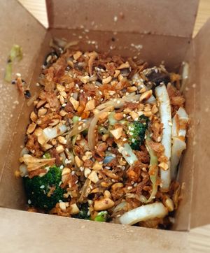 Mushroom woked fresh noodles at Street Chow - Vietnamese Eats in Lisbon